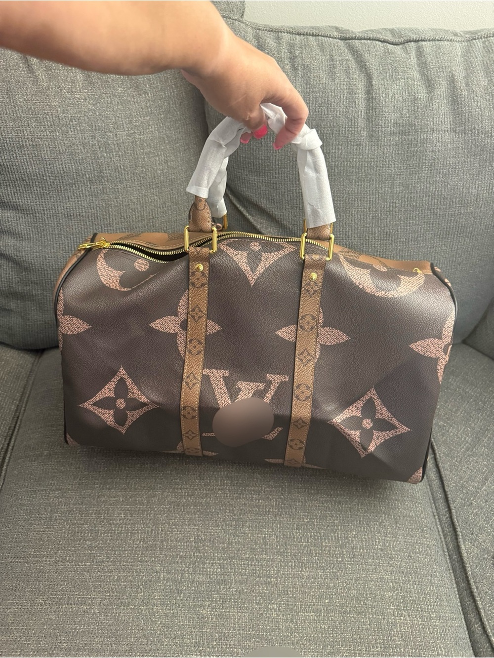 Fashion monogram emblem duffle bag